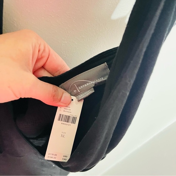 NEW Anthropologie Linen Halter V-Neck Column Midi Dress Black Resortwear Party - Picture 5 of 8